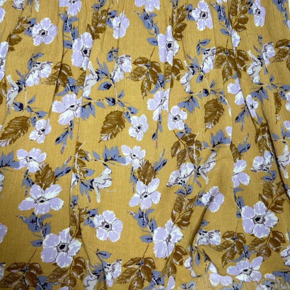 Hommage Los Angeles Mustard Yellow Floral Print Cold Shoulder Dress - Picture 11 of 12